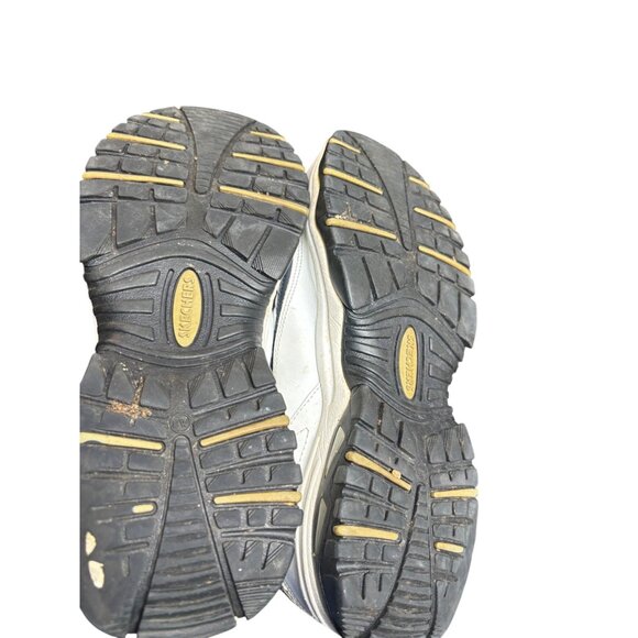 Skechers Sport Mens Lace-Up Walking Shoes Size 11.5 White & Navy Leather/Synthet - Picture 5 of 12